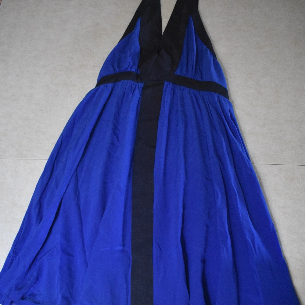 NWT Maeve Anthropologie V-Neck Lapis Halter Dress Blue Silk Dress Size 6